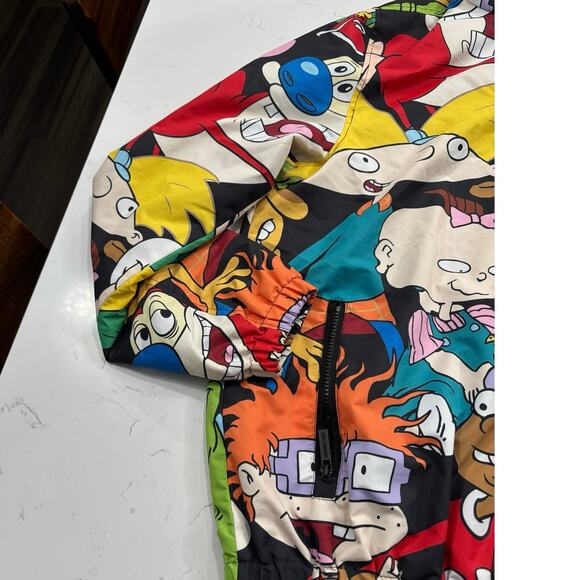 Nickelodeon Members Only cartoon print full zip  jacket hooded pockets sz L - Picture 4 of 11